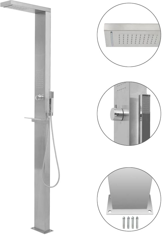 vidaXL udendørsbruser firkantet design rustfrit stål vidaXL udendørsbruser firkantet design rustfrit stål