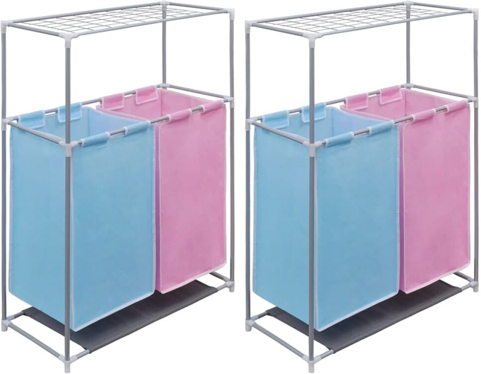 vidaXL sektionsinddelt vasketøjskurv 2 stk. m. tørrehylde vidaXL sektionsinddelt vasketøjskurv 2 stk. m. tørrehylde