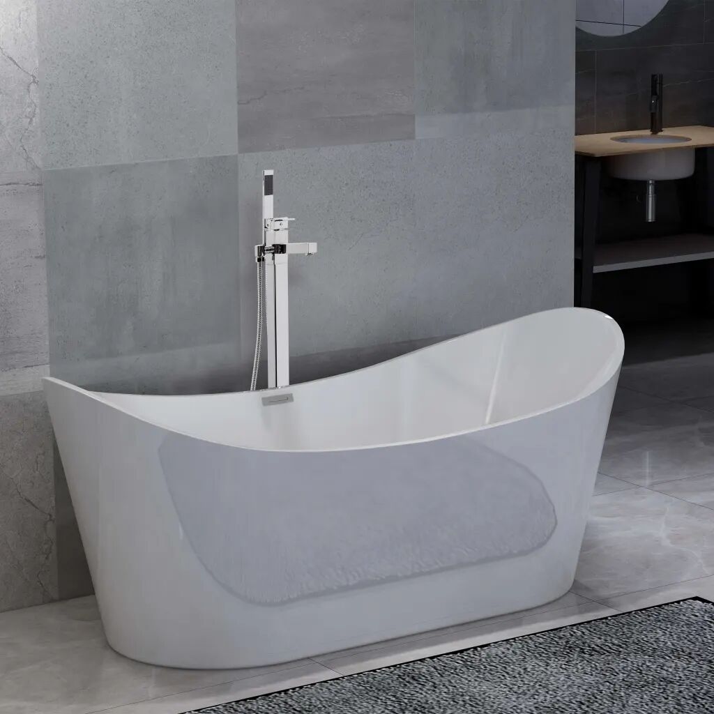 vidaXL fritstående badekar og hane 204 l 110 cm sølvfarvet vidaXL fritstående badekar og hane 204 l 110 cm sølvfarvet