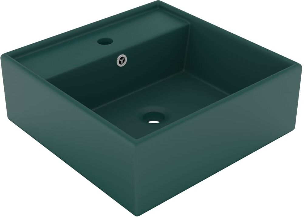 vidaXL luksus håndvask overløb 41x41cm keramik firkantet mat mørkegrøn vidaXL luksus håndvask overløb 41x41cm keramik firkantet mat mørkegrøn