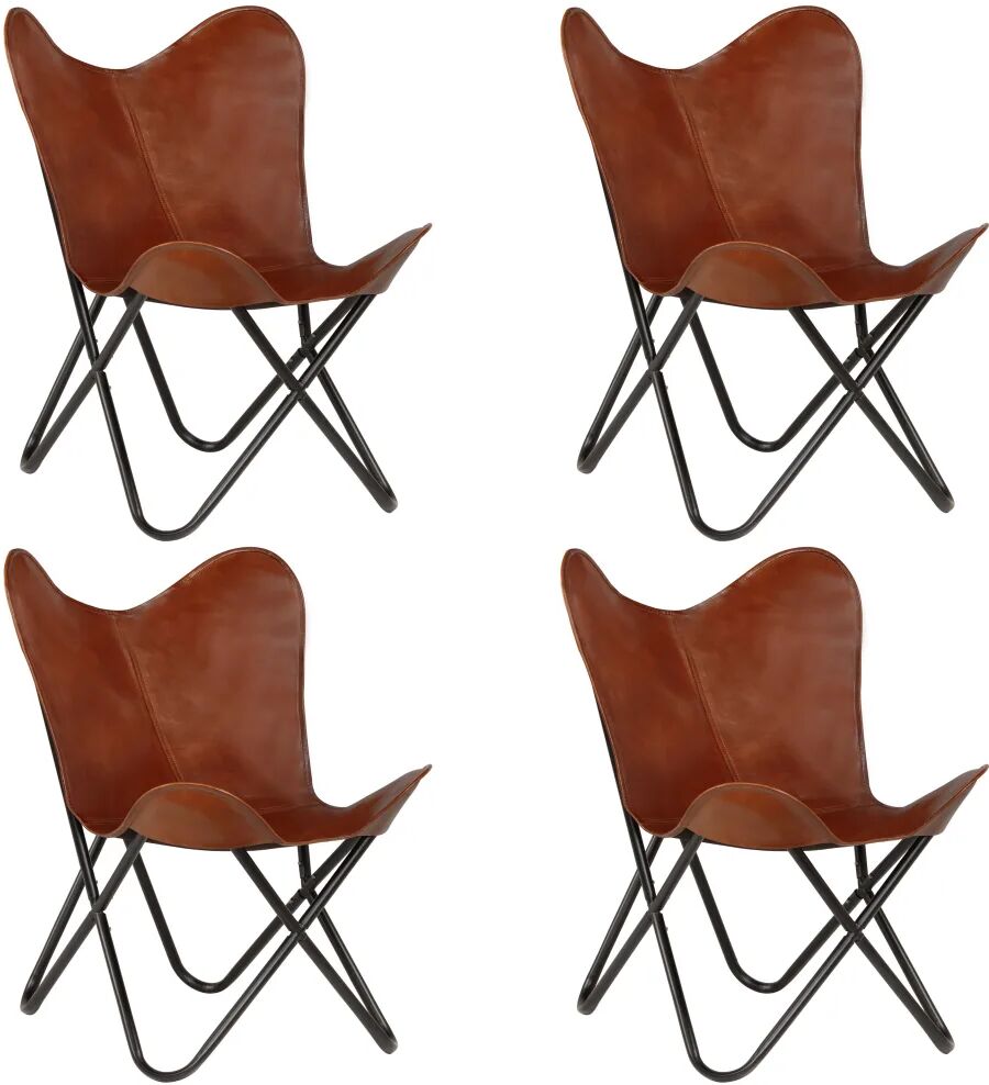 vidaXL butterflystole 4 stk. børnestørrelse ægte læder brun vidaXL butterflystole 4 stk. børnestørrelse ægte læder brun