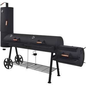 vidaXL BBQ røggrill til kul med bundhylde sort robust XXXL