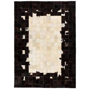 vidaXL tæppe ægte kolæder patchwork 80 x 150 cm firkantet sort/hvid