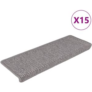 vidaXL selvklæbende trappemåtter 15 stk. 65x21x4 cm sisal-look sølv