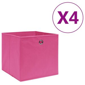 vidaXL opbevaringskasser 4 stk. 28x28x28 cm uvævet stof lyserød