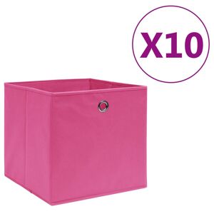 vidaXL opbevaringskasser 10 stk. 28x28x28 cm uvævet stof lyserød