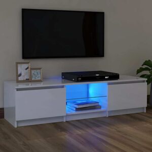 vidaXL tv-skab med LED-lys 120x30x35,5 cm hvid højglans