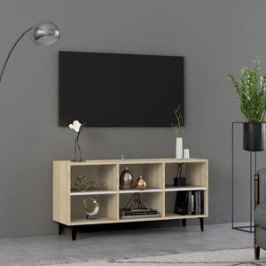 vidaXL tv-skab med metalben 103,5x30x50 cm hvid og sonoma-eg