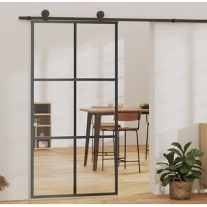 vidaXL skydedør 102x205 cm sikkerhedsglas og aluminium  sort