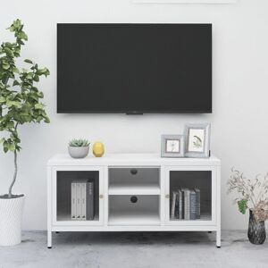 vidaXL tv-skab 105x35x52 cm stål og glas hvid