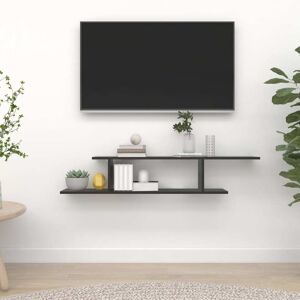 vidaXL væghængt tv-hylde 125x18x23 cm spånplade sort