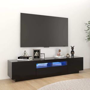 vidaXL tv-skab med LED-lys 180x35x40 cm sort