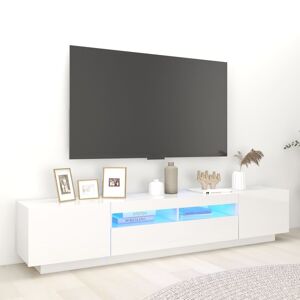 vidaXL tv-skab med LED-lys 200x35x40 cm hvid højglans