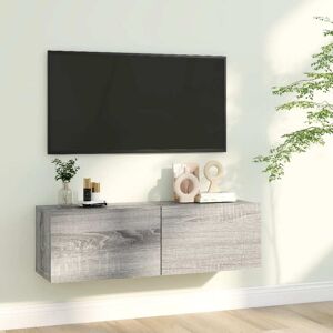 vidaXL væghængt tv-bord 100x30x30 cm konstrueret træ grå sonoma-eg