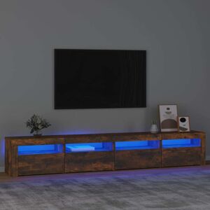 vidaXL tv-skab med LED-lys 240x35x40 cm røget egetræ