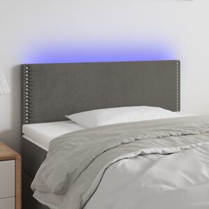 vidaXL sengegavl med LED-lys 90x5x78/88 cm fløjl mørkegrå