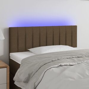 vidaXL sengegavl med LED-lys 100x5x78/88 cm stof mørkebrun