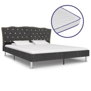 vidaXL seng med madras i memoryskum 160 x 200 cm mørkegrå stof