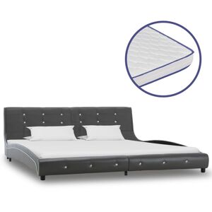 vidaXL seng med madras i memoryskum 180 x 200 cm  kunstlæder grå