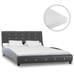 vidaXL seng med madras 120 x 200 cm kunstlæder grå