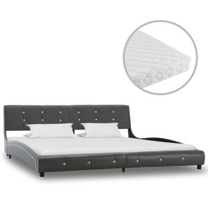 vidaXL seng med madras 180 x 200 cm kunstlæder grå