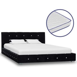 vidaXL seng med madras i memoryskum 120 x 200 cm sort fløjl