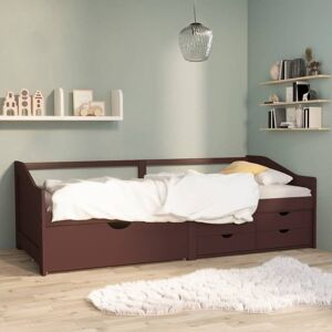 vidaXL 3-personers daybed skuffer 90x200 cm massivt fyrretræ mørkebrun