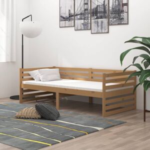 vidaXL daybed 90x200 cm massivt fyrretræ gyldenbrun