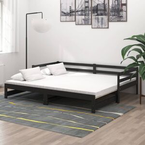 vidaXL daybed med udtræk 2x(90x200) cm massivt fyrretræ sort