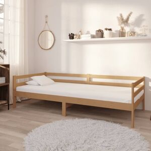 vidaXL daybed med madras 90x200 cm massivt fyrretræ gyldenbrun