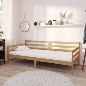 vidaXL daybed med madras 90x200 cm massivt fyrretræ gyldenbrun