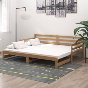 vidaXL daybed med udtræk 2x(90x200) cm massivt fyrretræ gyldenbrun