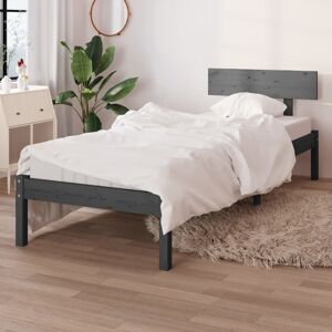 vidaXL sengestel 90x190 cm UK Single massivt fyrretræ grå