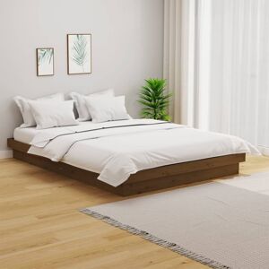 vidaXL sengeramme 135x190 cm 4FT6 Double massivt træ gyldenbrun