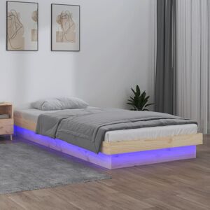 vidaXL sengeramme med LED-lys 75x190 cm Small Single massivt træ