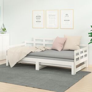 vidaXL daybed med udtræk 2x(90x190) cm massivt fyrretræ hvid