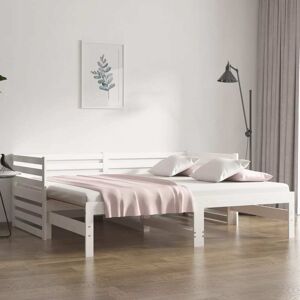 vidaXL daybed med udtræk 2x(90x190) cm massivt fyrretræ hvid