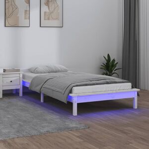 vidaXL sengeramme med LED-lys 100x200 cm massivt træ hvid