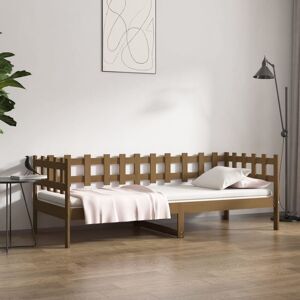 vidaXL daybed 90x190 cm massivt fyrretræ gyldenbrun