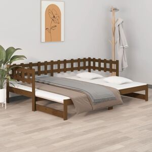 vidaXL daybed med udtræk 2x(90x200) cm massivt fyrretræ gyldenbrun