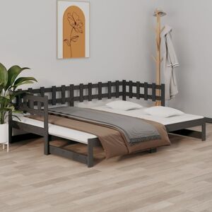 vidaXL daybed med udtræk 2x(90x190) cm massivt fyrretræ grå