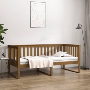 vidaXL daybed 90x200 cm massivt fyrretræ gyldenbrun