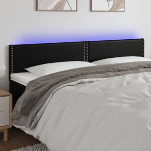 vidaXL sengegavl med LED-lys 180x5x78/88 cm kunstlæder sort