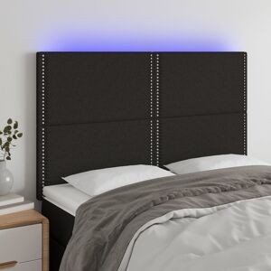 vidaXL sengegavl med LED-lys 144x5x118/128 cm stof sort