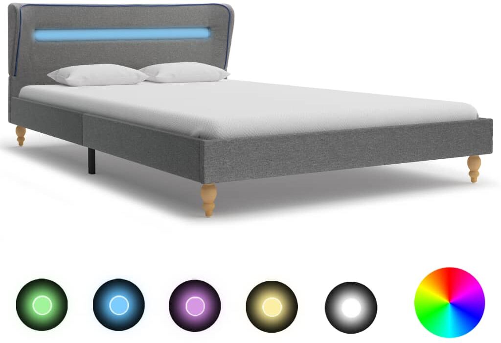 vidaXL sengestel med LED-lys 140 x 200 cm lysegrå stof vidaXL sengestel med LED-lys 140 x 200 cm lysegrå stof