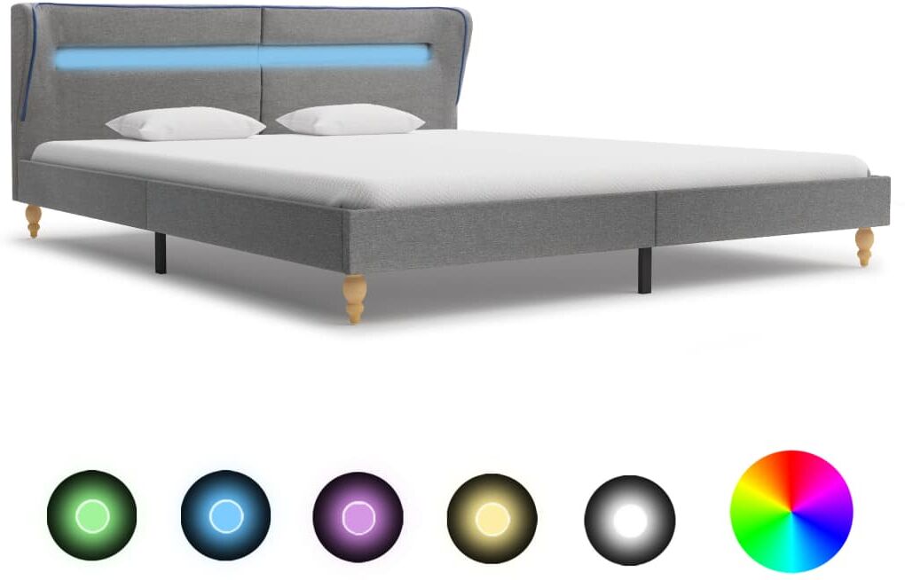 vidaXL sengestel med LED-lys 160 x 200 cm stof lysegrå vidaXL sengestel med LED-lys 160 x 200 cm stof lysegrå