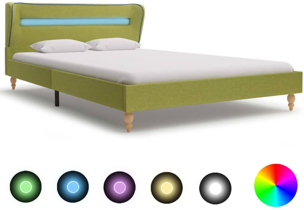 vidaXL sengestel med LED 120 x 200 cm stof grøn vidaXL sengestel med LED 120 x 200 cm stof grøn