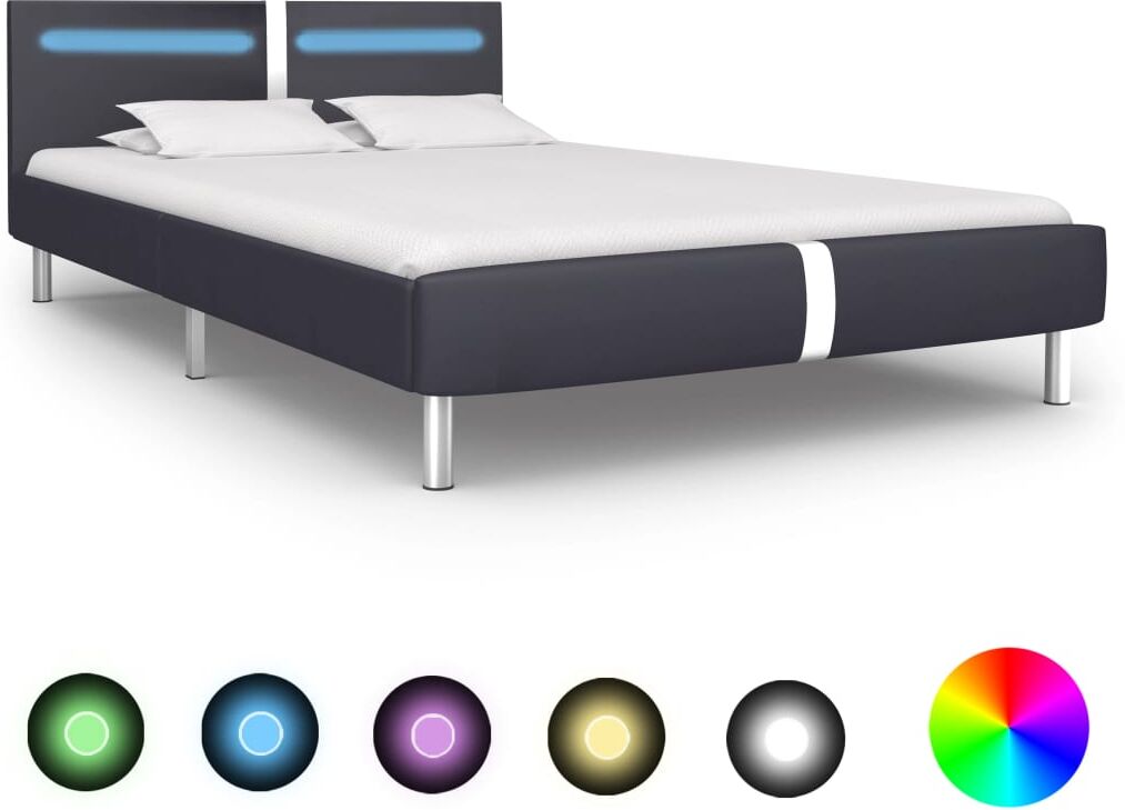 vidaXL sengestel med LED 120 x 200 cm sort kunstlæder vidaXL sengestel med LED 120 x 200 cm sort kunstlæder