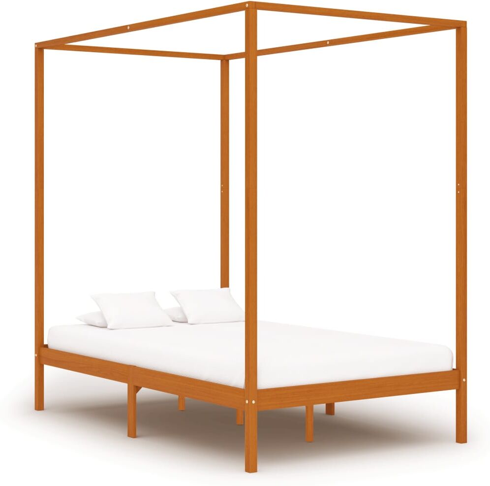 vidaXL sengestel til himmelseng 140x200 cm massivt fyrretræ gyldenbrun vidaXL sengestel til himmelseng 140x200 cm massivt fyrretræ gyldenbrun