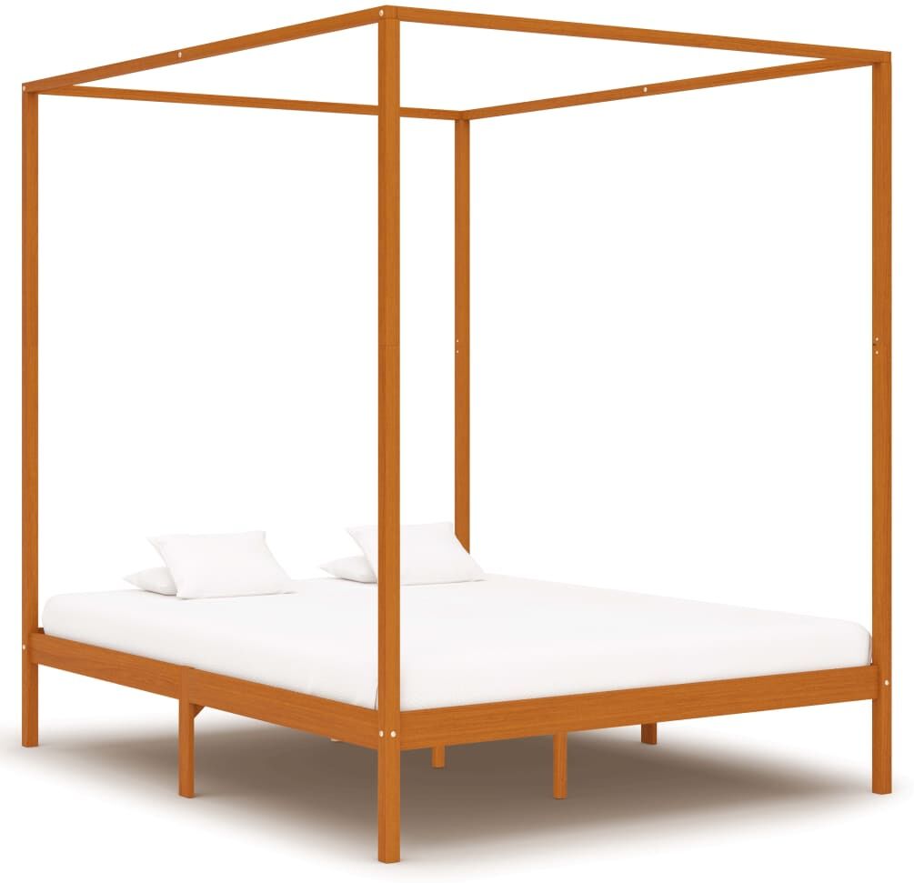 vidaXL sengestel til himmelseng 160x200 cm massivt fyrretræ gyldenbrun vidaXL sengestel til himmelseng 160x200 cm massivt fyrretræ gyldenbrun